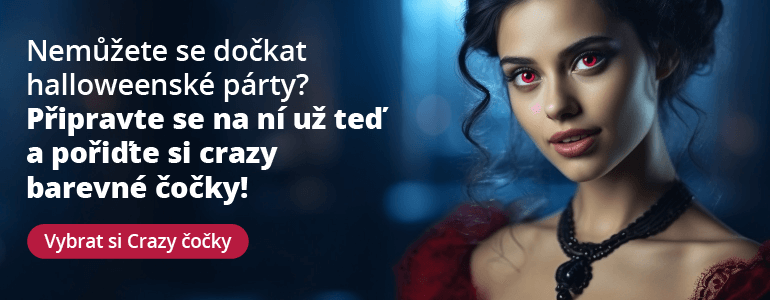 Nemůžete se dočkat halloweenské párty? Připravte se na ní už teď a
pořiďte si crazy barevné čočky!