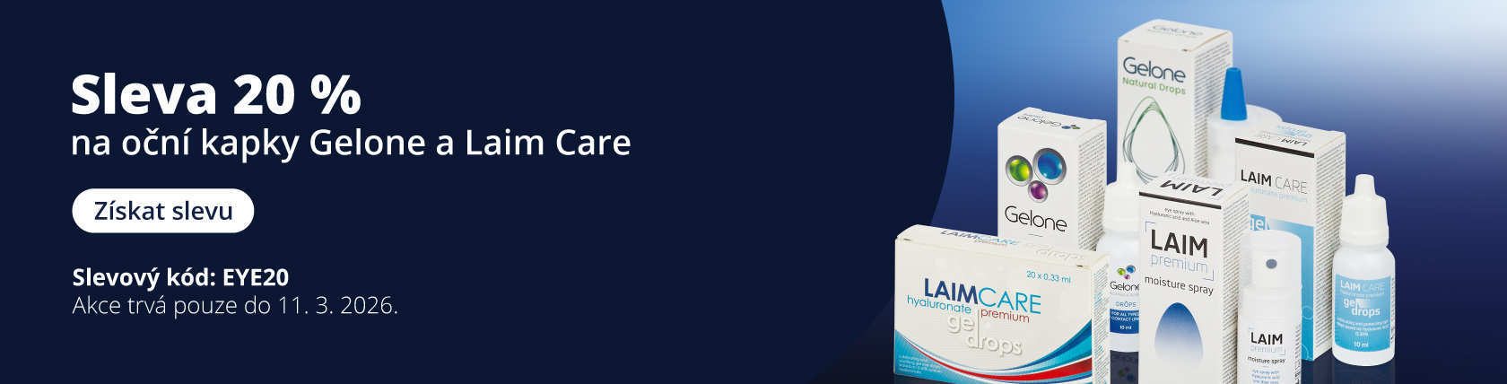 Sleva 20 % na oční kapky Gelone a Laim Care