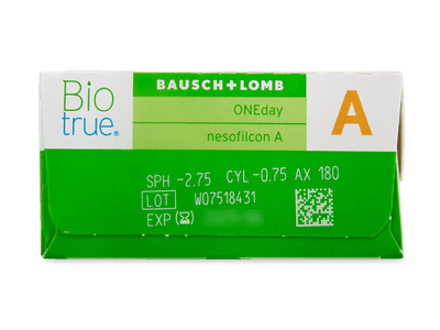 Biotrue ONEday for Astigmatism (90 čoček) - Náhled parametrů čoček