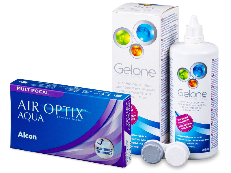 Air Optix Aqua Multifocal (6 čoček) + roztok Gelone 360 ml - Výhodný balíček