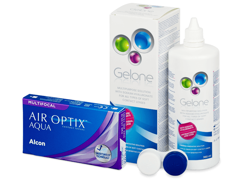 Air Optix Aqua Multifocal (6 čoček) + roztok Gelone 360 ml - Výhodný balíček