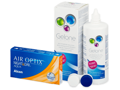 Air Optix Night and Day Aqua (6 čoček) + roztok Gelone 360 ml - Výhodný balíček