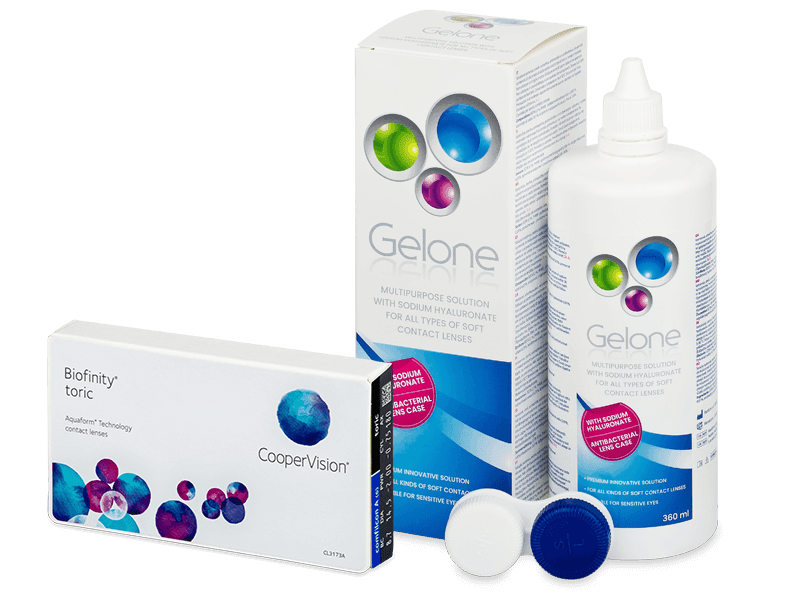 Biofinity Toric (3 čočky) + roztok Gelone 360 ml - Výhodný balíček