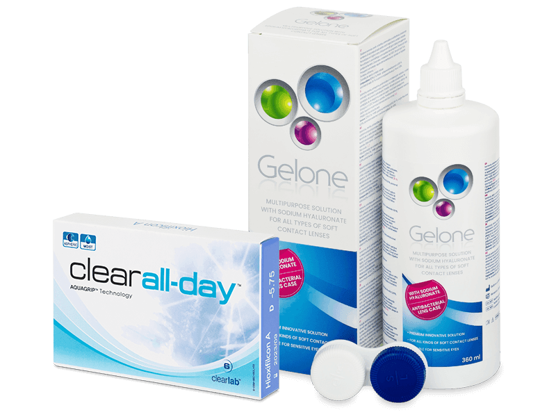 Clear All-Day (6 čoček) + roztok Gelone 360 ml - Výhodný balíček
