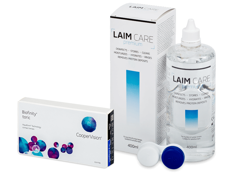 Biofinity Toric (3 čočky) + roztok Laim Care 400 ml - Výhodný balíček