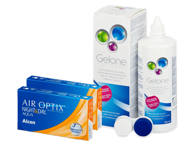 Air Optix Night and Day Aqua (2x 3 čočky) + roztok Gelone 360 ml - Výhodný balíček