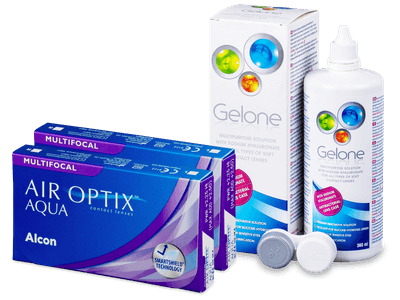 Air Optix Aqua Multifocal (2x 3 čočky) + roztok Gelone 360 ml