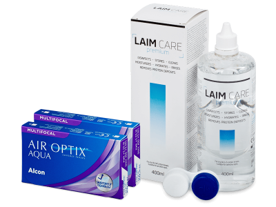 Air Optix Aqua Multifocal (2x 3 čočky) + roztok Laim-Care 400 ml - Výhodný balíček