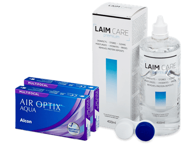 Air Optix Aqua Multifocal (2x 3 čočky) + roztok Laim Care 400 ml