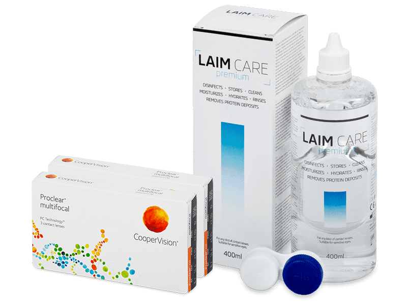 Proclear Multifocal (2x 3 čočky) + roztok Laim Care 400 ml - Výhodný balíček