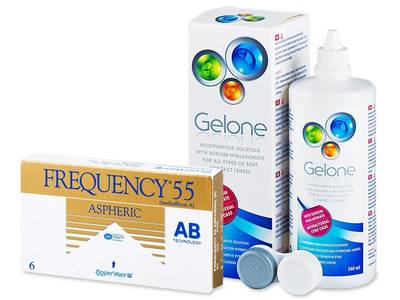 Frequency 55 Aspheric (6 čoček) + roztok Gelone 360 ml
