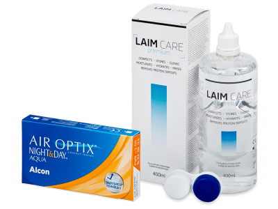 Air Optix Night and Day Aqua (6 čoček) + roztok Laim Care 400 ml - Výhodný balíček