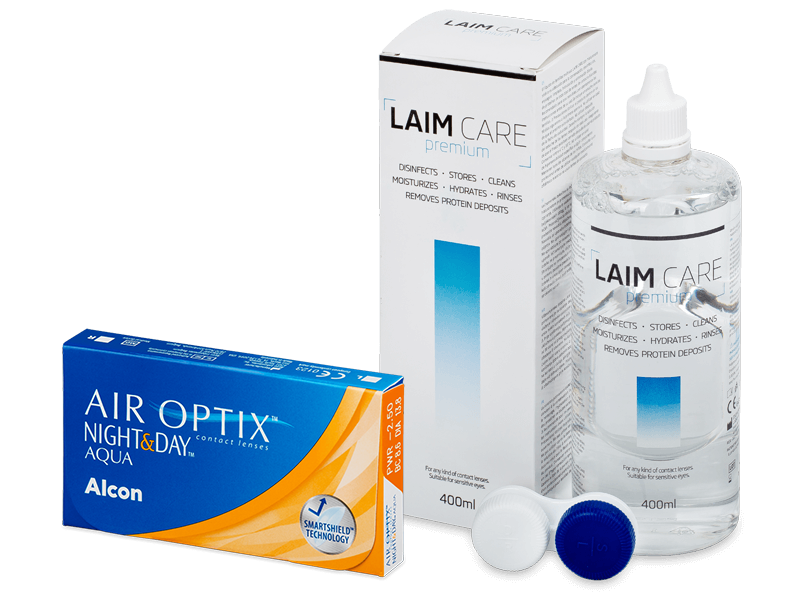 Air Optix Night and Day Aqua (6 čoček) + roztok Laim-Care 400 ml - Výhodný balíček