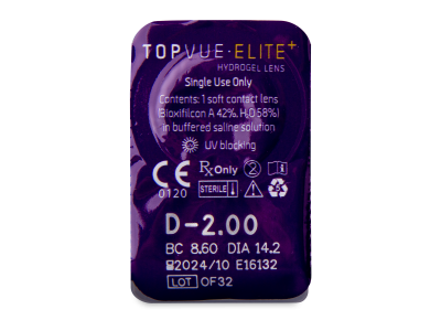 TopVue Elite+ (10 párů čoček) - Vzhled blistru s čočkou