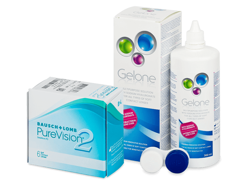 PureVision 2 (6 čoček) + roztok Gelone 360 ml - Výhodný balíček