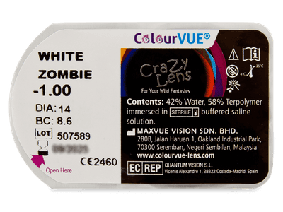 ColourVUE Crazy Lens - White Zombie - dioptrické (2 čočky) - Vzhled blistru s čočkou