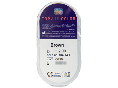TopVue Color - Brown - dioptrické (2 čočky) - Vzhled blistru s čočkou