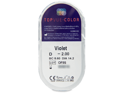 TopVue Color - Violet - dioptrické (2 čočky) - Vzhled blistru s čočkou