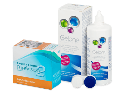 PureVision 2 for Astigmatism (6 čoček) + roztok Gelone 360 ml - Výhodný balíček