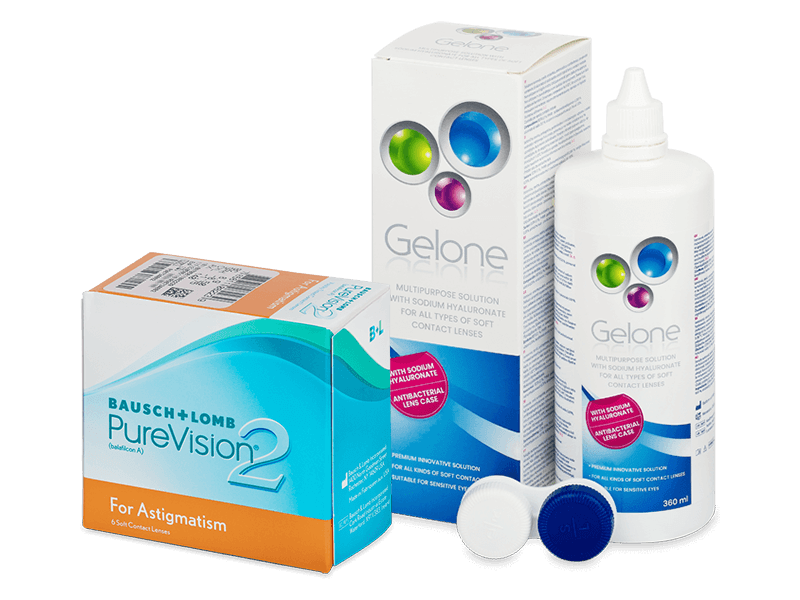 PureVision 2 for Astigmatism (6 čoček) + roztok Gelone 360 ml - Výhodný balíček