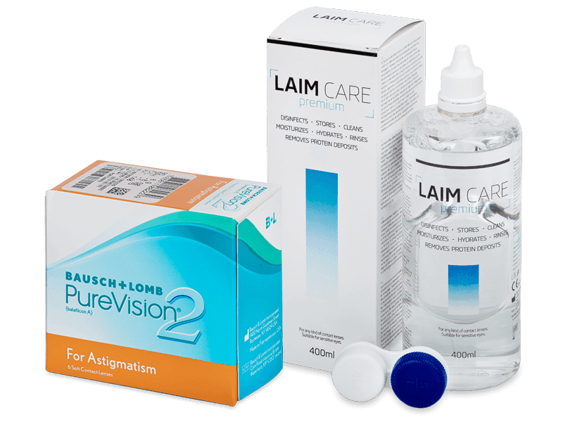 PureVision 2 for Astigmatism (6 čoček) + roztok Laim Care 400 ml - Výhodný balíček