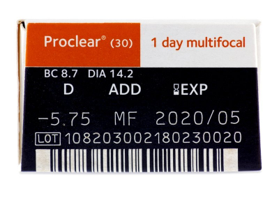 Proclear 1 Day Multifocal (30 čoček) - Náhled parametrů čoček