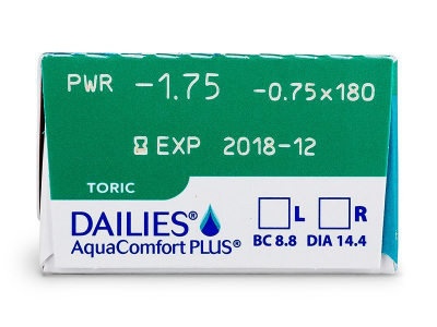 Dailies AquaComfort Plus Toric (30 čoček) - Náhled parametrů čoček