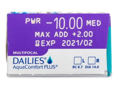 Dailies AquaComfort Plus Multifocal (30 čoček) - Náhled parametrů čoček