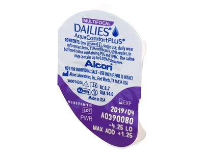 Dailies AquaComfort Plus Multifocal (30 čoček) - Vzhled blistru s čočkou