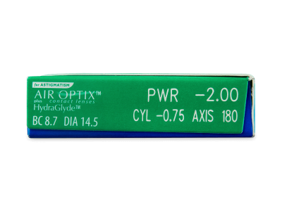 Air Optix plus HydraGlyde for Astigmatism (3 čočky) - Náhled parametrů čoček