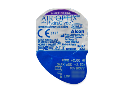 Air Optix plus HydraGlyde Multifocal (6 čoček) - Vzhled blistru s čočkou