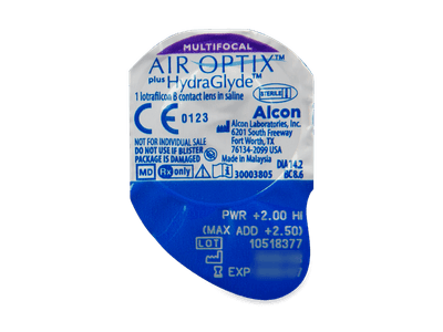 Air Optix plus HydraGlyde Multifocal (3 čočky) - Vzhled blistru s čočkou