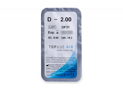 TopVue Air (6 čoček) - Vzhled blistru s čočkou