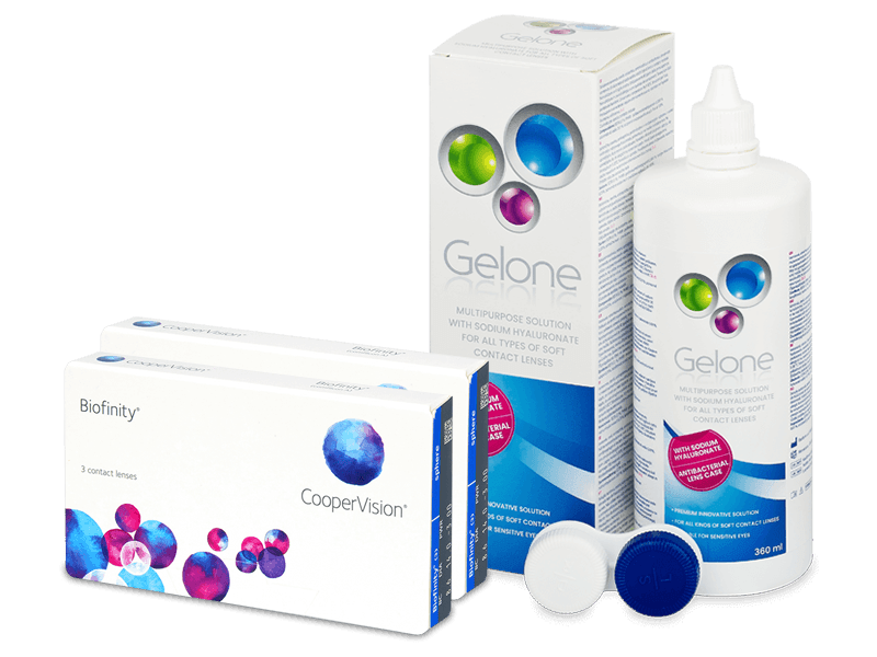 Biofinity (2x 3 čočky) + roztok Gelone 360 ml - Výhodný balíček