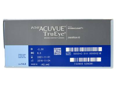 1 Day Acuvue TruEye (180 čoček) - Náhled parametrů čoček