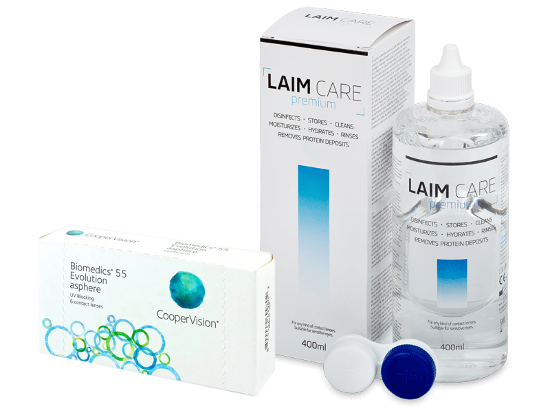 Biomedics 55 Evolution (6 čoček) + roztok Laim-Care 400 ml - Výhodný balíček