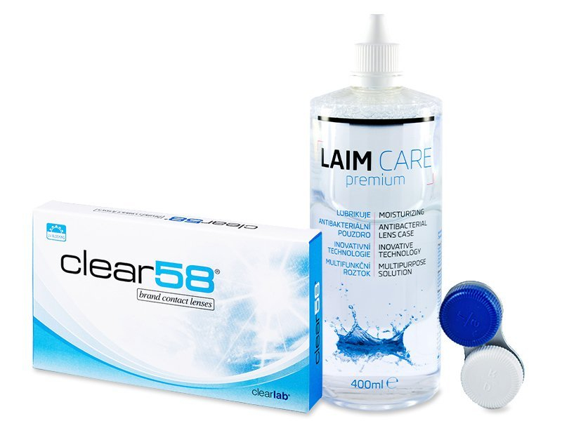Clear 58 (6 čoček) + roztok Laim-Care 400 ml - Výhodný balíček