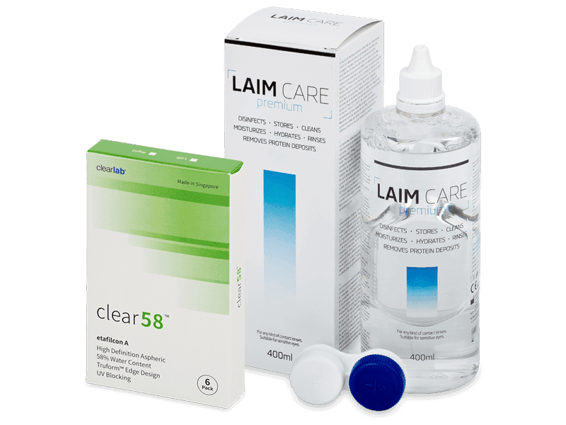 Clear 58 (6 čoček) + roztok Laim Care 400 ml - Výhodný balíček