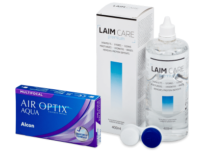 Air Optix Aqua Multifocal (6 čoček) + roztok Laim Care 400 ml - Produkt je dostupný také v této variantě balení