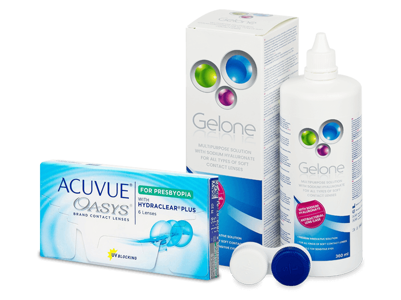 Acuvue Oasys for Presbyopia (6 čoček) + roztok Gelone 360 ml - Výhodný balíček