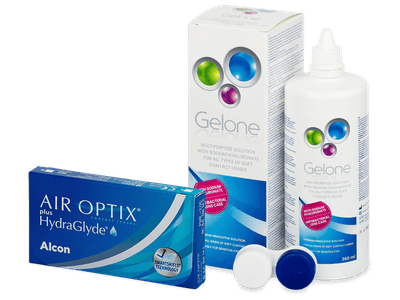 Air Optix plus HydraGlyde (3 čočky) + roztok Gelone 360 ml