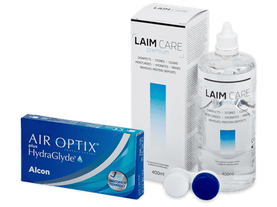 Air Optix plus HydraGlyde (3 čočky) + roztok Laim-Care 400 ml