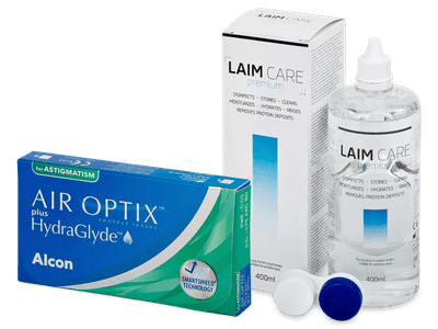 Air Optix plus HydraGlyde for Astigmatism (3 čočky) + roztok Laim Care 400 ml