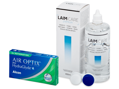 Air Optix plus HydraGlyde for Astigmatism (3 čočky) + roztok Laim Care 400 ml