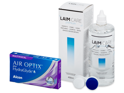 Air Optix plus HydraGlyde Multifocal (3 čočky) + roztok Laim Care 400 ml