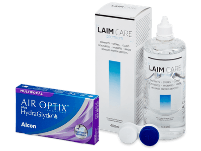 Air Optix plus HydraGlyde Multifocal (3 čočky) + roztok Laim-Care 400 ml
