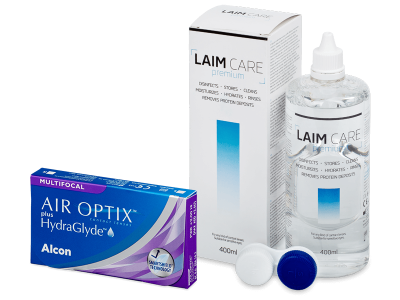 Air Optix plus HydraGlyde Multifocal (6 čoček) + roztok Laim Care 400 ml