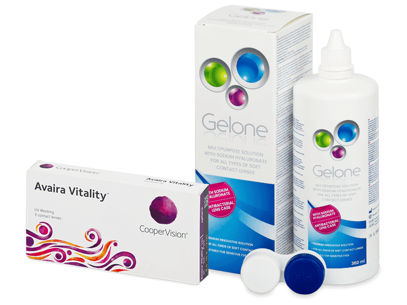 Avaira Vitality (3 čočky) + roztok Gelone 360 ml - Výhodný balíček