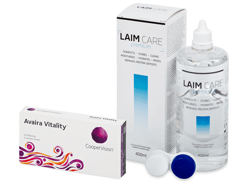 Avaira Vitality (3 čočky) + roztok Laim Care 400 ml - Výhodný balíček