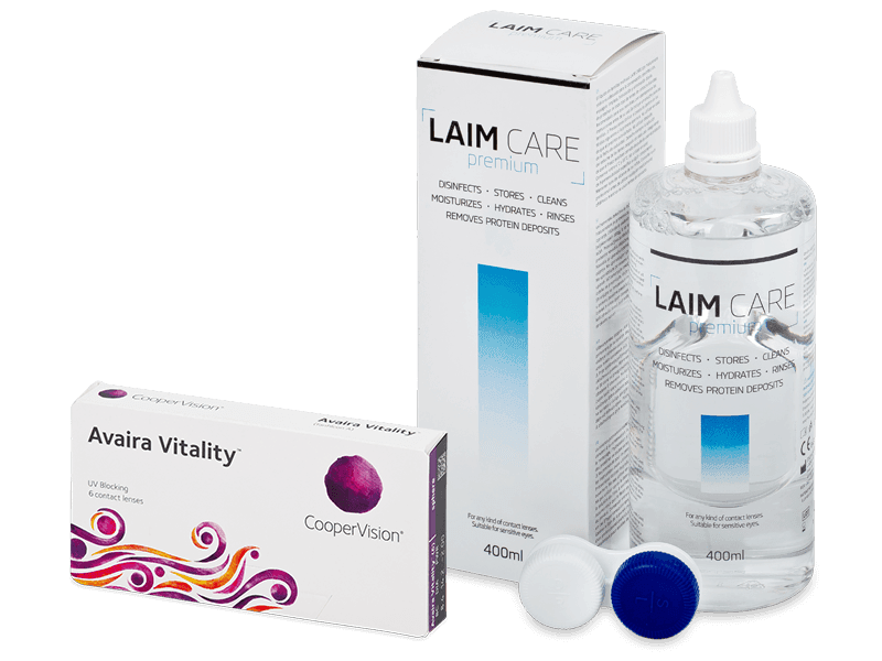 Avaira Vitality (6 čoček) + roztok Laim Care 400 ml - Výhodný balíček